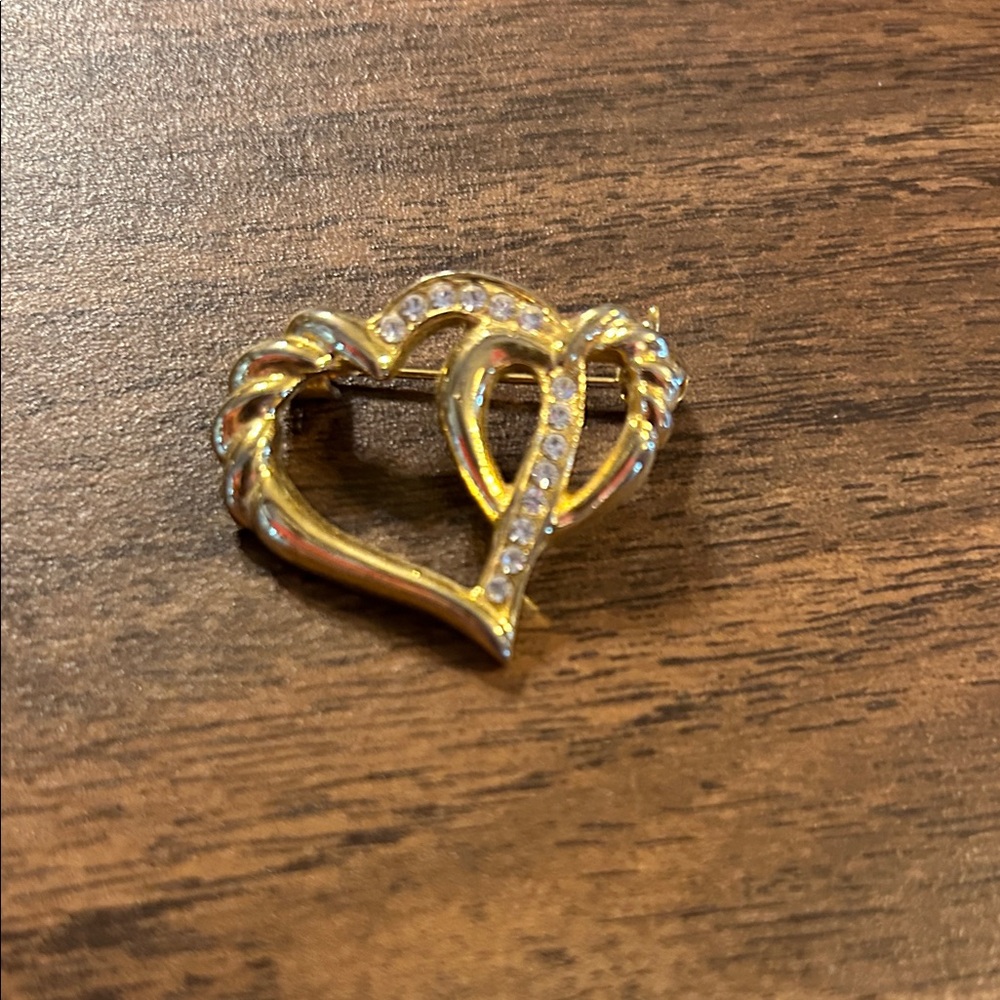 Gold and Silver Heart Brooch